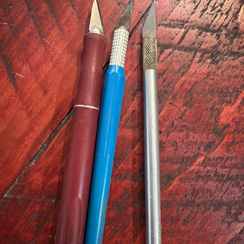 Set of X Acto Craft Knives in Red, Blue, and Silver